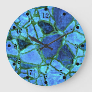 Blue Indigo Mosaic Large Clock