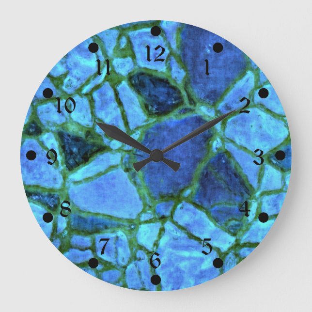 Blue Indigo Mosaic Large Clock (Front)