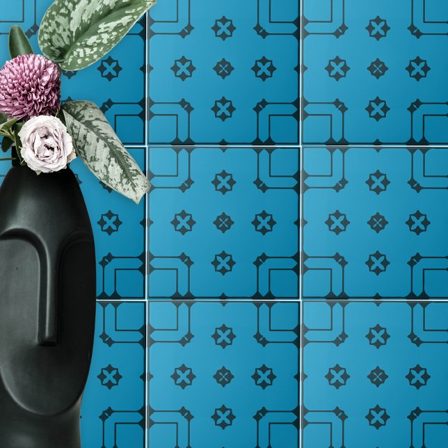 Blue & Indigo Pattern in Ornamental Mosaic Style Ceramic Tile (Creator Uploaded)