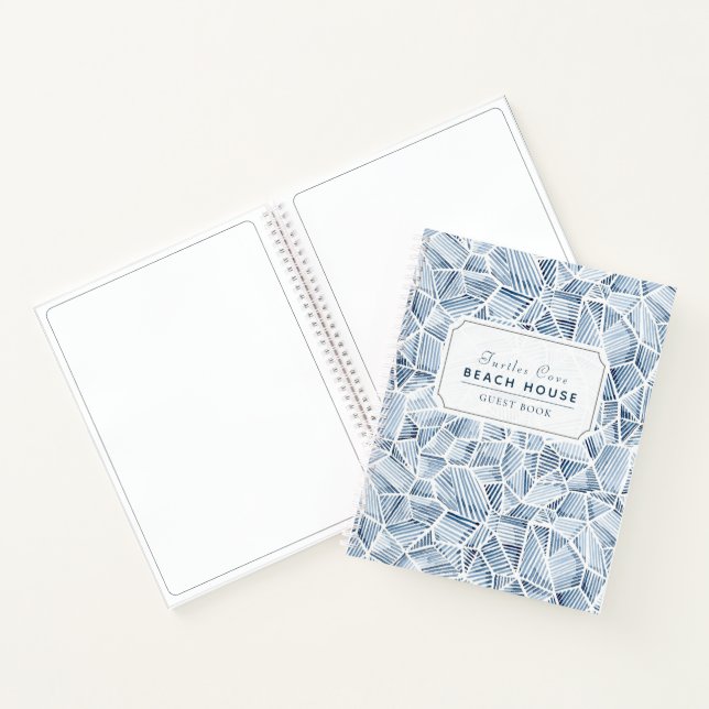 Blue Indigo Pattern Vacation Rental Guest Book (Inside)