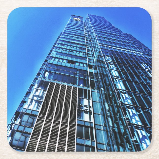 Blue Industrial Building Paper Coaster (Front)