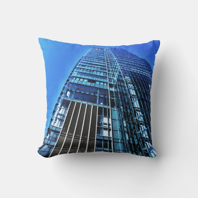 Blue Industrial Building Throw Pillow (Front)
