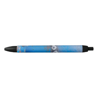 Blue Industrial Farm Gear with Rust Patina Black Ink Pen