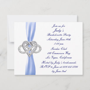 Blue Infinity Heart Bachelorette Party Invitation
