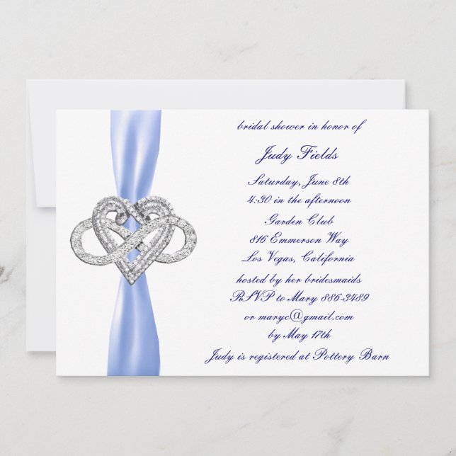 Blue Infinity Heart Bridal Shower Invitation (Front)