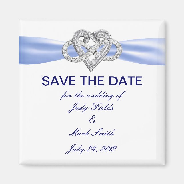 Blue Infinity Heart Save The Date Magnet (Front)