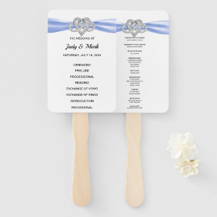 Blue Infinity Heart Wedding Program Fans