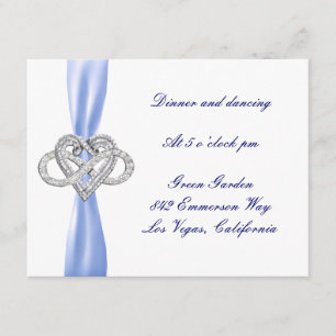 Blue Infinity Heart Wedding Reception Card