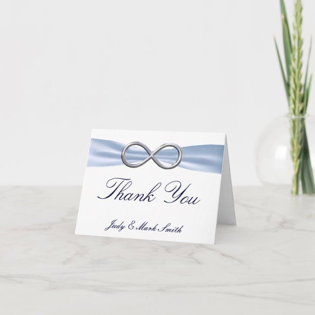Blue Infinity Wedding Thank You Card (Front)