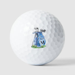 Blue Initial Monogram Golf Balls