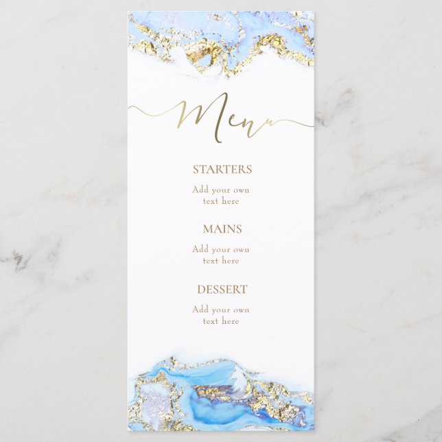 blue ink fluid marble  Menu (Front)