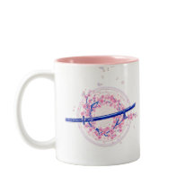 Blue Ink Katana & Cherry Blossom / Sakura Mug