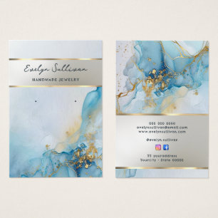 blue ink marble jewellery display card