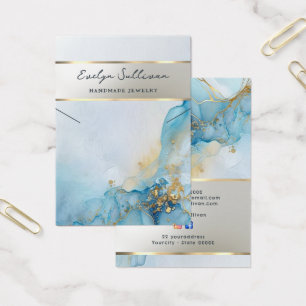 blue ink marble necklace display card