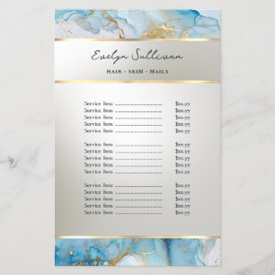 blue ink marble price list flyer