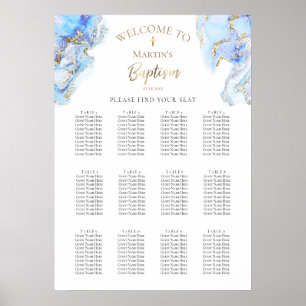 blue ink marble splash Baptism seating chart