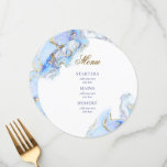 blue ink marble wedding Menu<br><div class="desc">Wedding round menu</div>