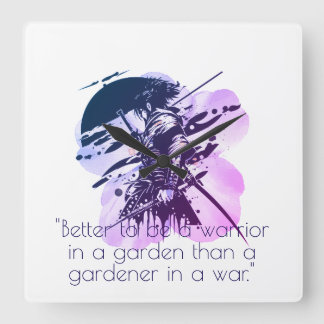 Blue Ink Samurai Warrior & Custom Quote Wall Clock