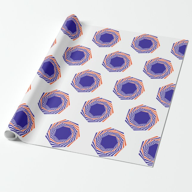 Blue Ink Sphere Graphics Abstract Art Pattern Wrapping Paper (Unrolled)