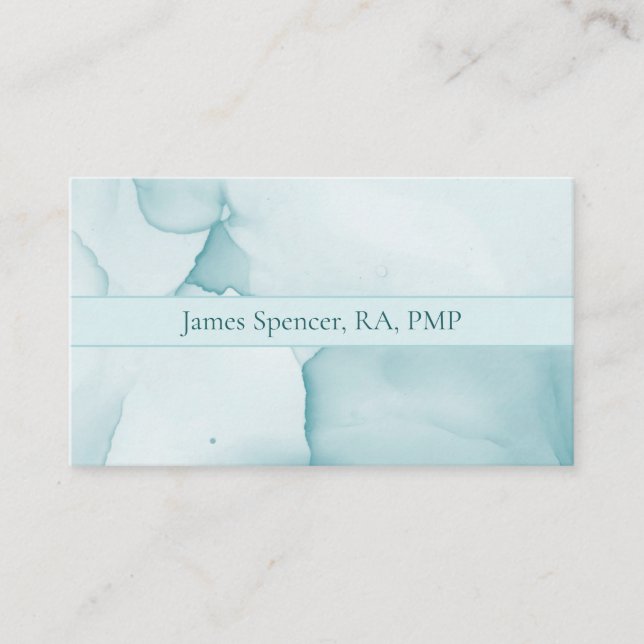 Blue Ink Watercolor Modern Business Card (Front)