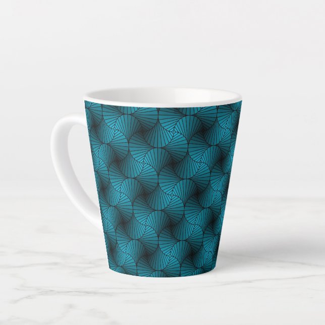 Blue interlacing pattern latte mug (Left Angle)