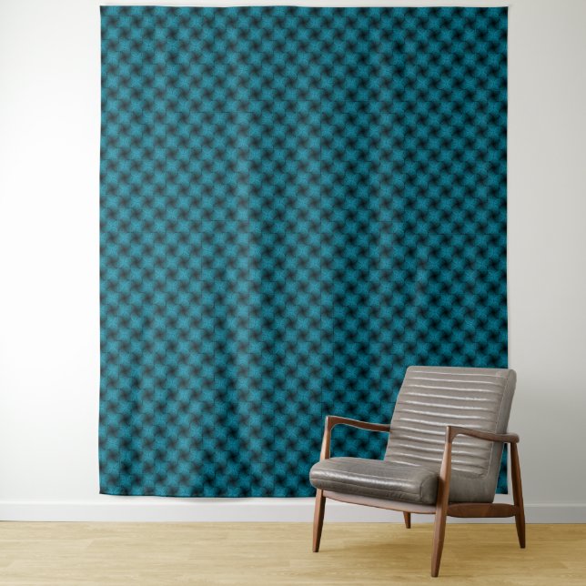 Blue interlacing pattern tapestry (In Situ)
