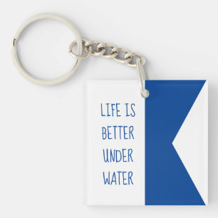Blue international diver down Alpha flag acrylic Key Ring