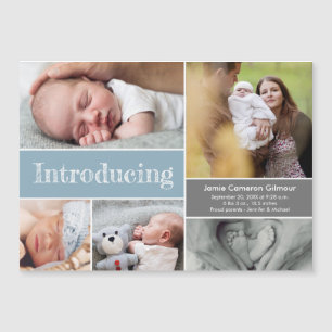 Blue Introducing baby boy Photo collage