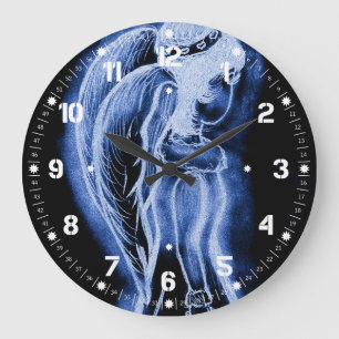 Blue Inverted Sideways Angel Large Clock