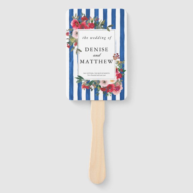 Blue Iolite Wedding Invitation Hand Fan (Front)