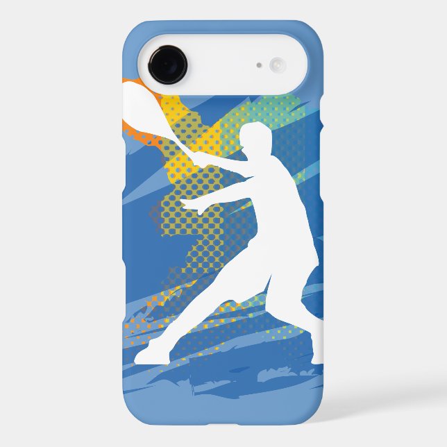Blue iphone case gift with tennis player for men (Back)