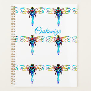 blue iridescent dragonflies planner