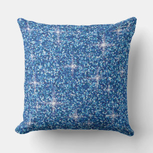 Blue iridescent glitter cushion
