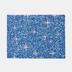 Blue iridescent glitter doormat