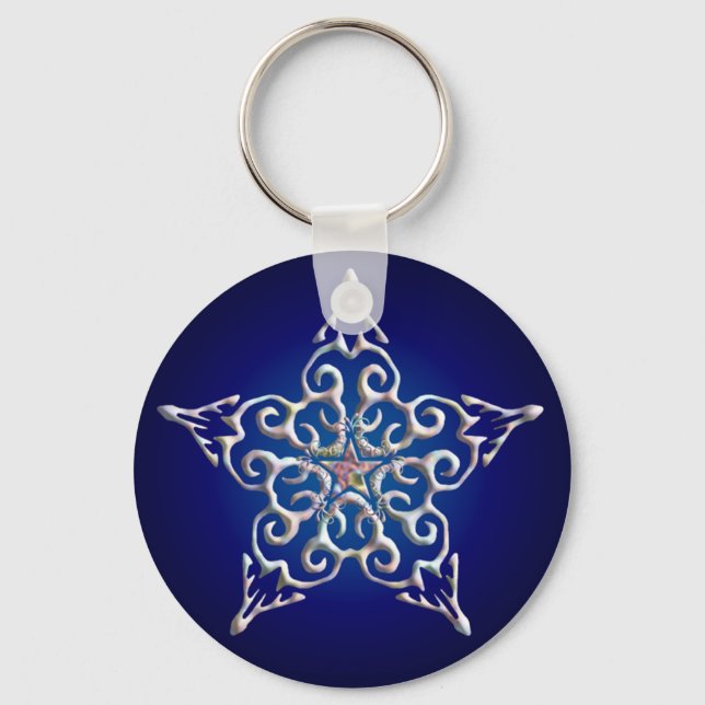 Blue Iridescent Star Keychain (Front)