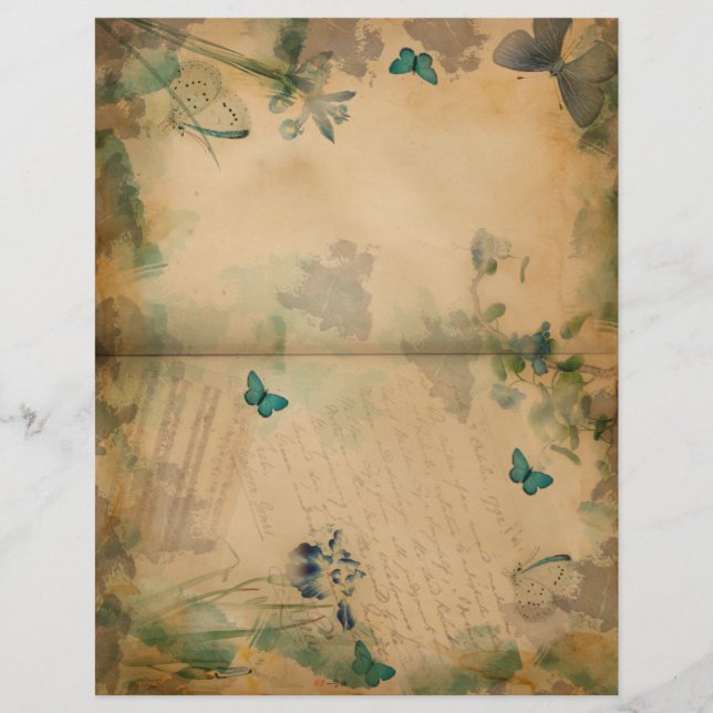 Blue Iris and butterfly Vintage (Front)