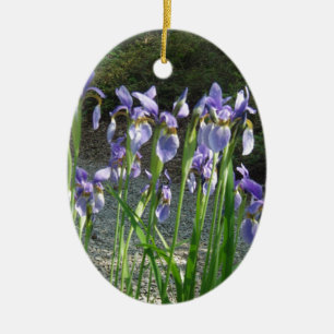 Blue Iris Ceramic Ornament