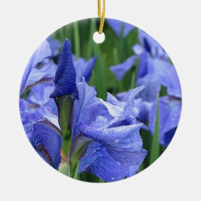 Blue Iris Ceramic Ornament (Front)