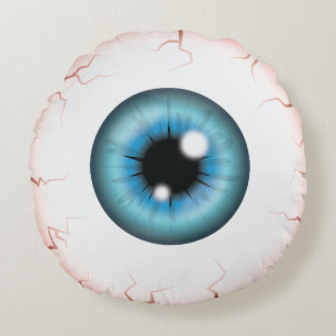 Blue Iris Eyeball Scary Bloodshot Halloween Eye Round Cushion
