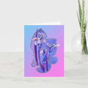 Blue Iris Floral Art Note Card
