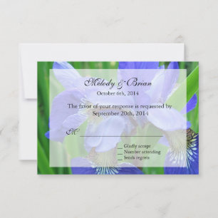blue iris floral rsvp card, wedding invitations. card