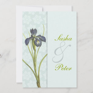 Blue Iris Floral Wedding Invitation