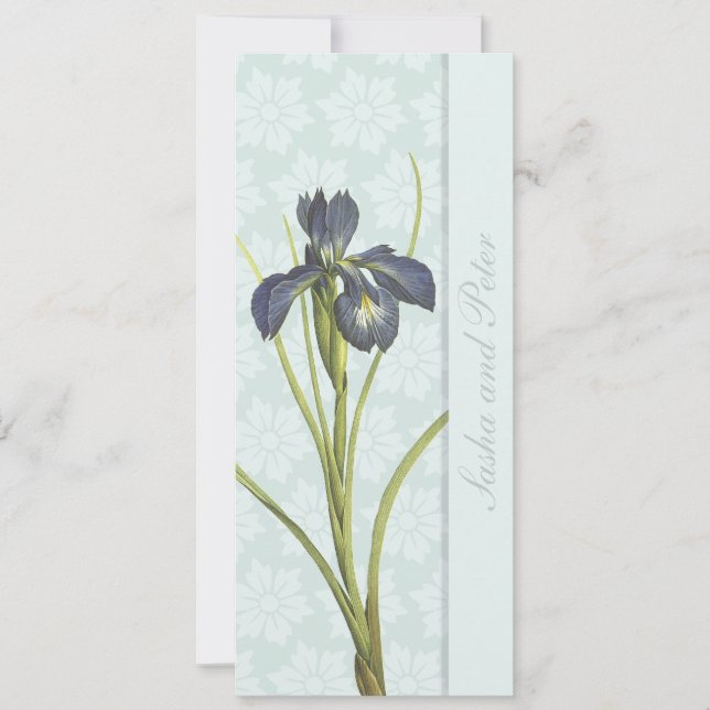 Blue Iris Floral Wedding Invitation (Front)