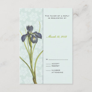 Blue Iris Floral Wedding Invitation RSVP 2