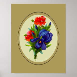 Blue Iris Flower Bouquet Floral Art  Poster