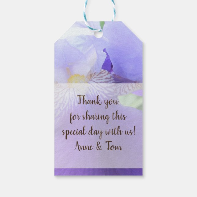 Blue Iris flower Custom Gift Tags (Back)