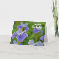 Blue Iris Flower Elegant Happy Birthday
