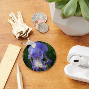 Blue Iris Flower Macro Art: Acrylic Keychain