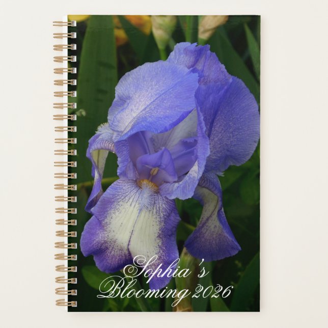 Blue Iris Flower Macro Art: Floral Planner (Front)