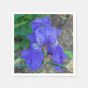 Blue iris flower napkin